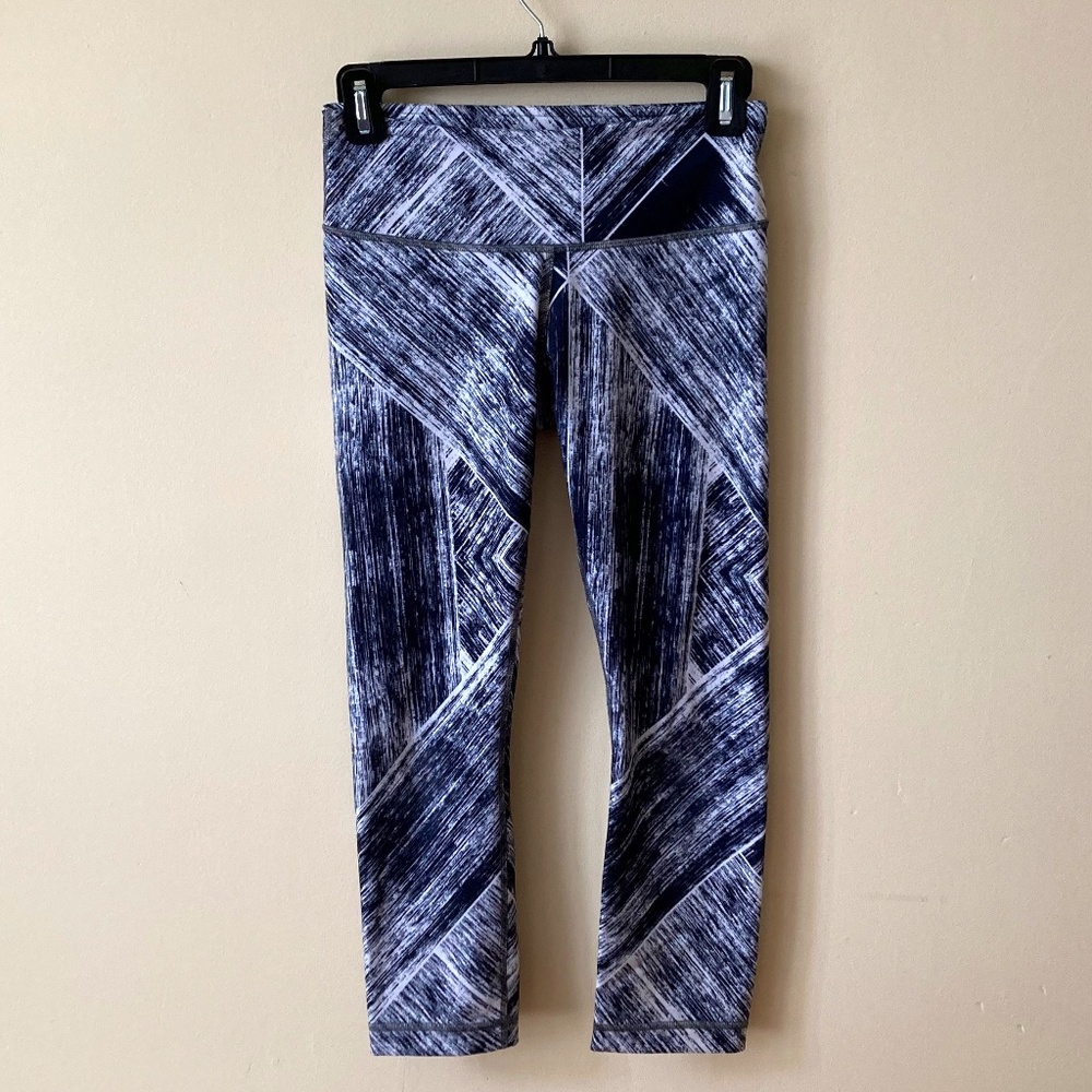 Lululemon Wunder Under Crop II Heat Wave White Black Women's